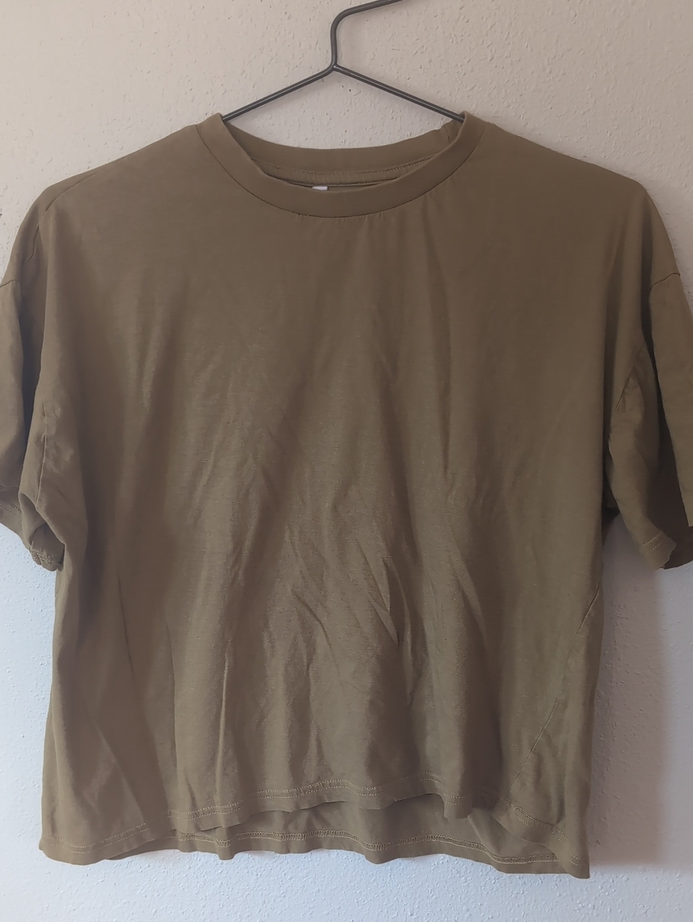 Relaxed Crew Neck Tee in Olive Green M